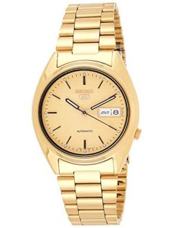 Men's SNXL72 Seiko 5 Automatic Gold-Tone Stainless Steel Bracelet Watch with Patterned Dial