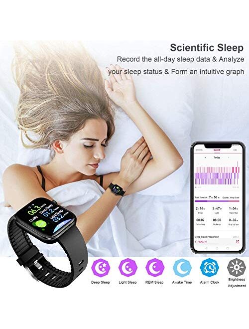 Lucakuins 2021 Version IP68 Waterproof Smart Watch, Multifunction Fitness Tracker Heart Rate Monitor Sport Digital Watch with Music Control Sleep Step Counter for Women a