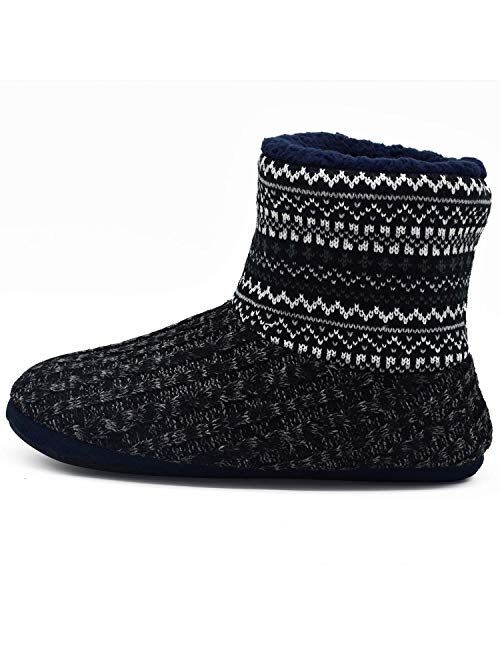 ONCAI Men's Slippers Handmade Woolen Yarn Indoor Slipper Boots Sherpa Lined
