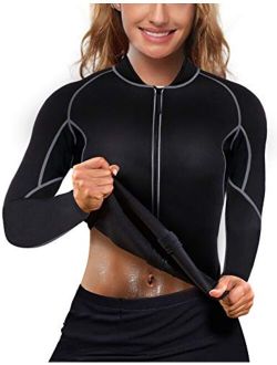 Women Waist Trainer Jacket Hot Sweat Shirt Weight Loss Sauna Suit Workout Body Shaper Neoprene Top Long Sleeve