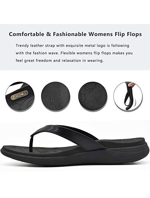 ONCAI Womens Fashion flip flops Ladies comfort orthotic Arch Support thong sandals with Soft thick cushion for summer beach