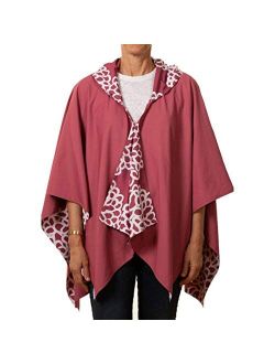 Rainraps Womens Water Repellant Lightweight Reversible Hooded Wrap