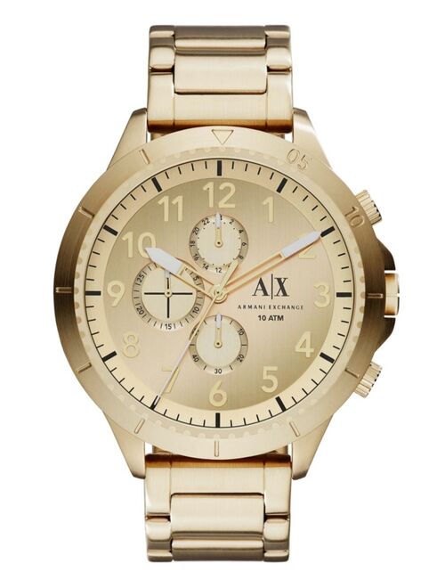 Armani Exchange Men's Chronograph Gold Tone Stainless Steel Bracelet Watch 50mm