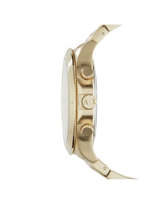 Armani Exchange Men's Chronograph Gold Tone Stainless Steel Bracelet Watch 50mm