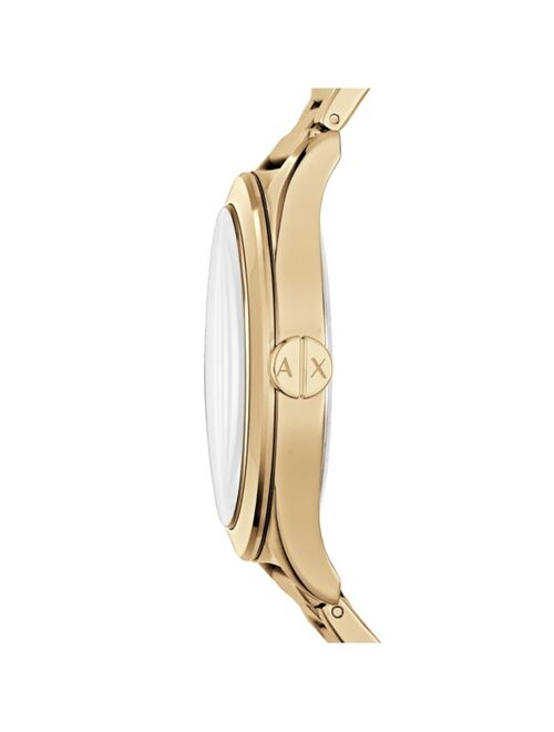 Armani Exchange Men's Three Hand Gold Tone Stainless Steel Bracelet Watch 44mm