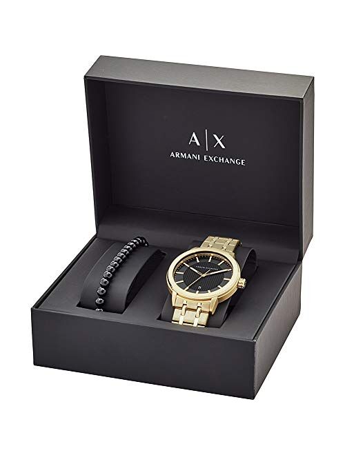 Armani Exchange Men's Three-Hand Date Gold-Tone Stainless Steel Watch AX7108