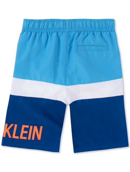 Calvin Klein Big Boys Colorblocked Logo Swim Trunks