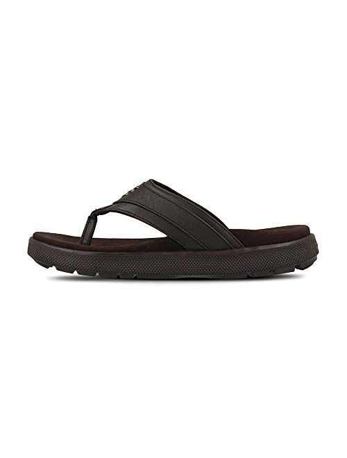 Gravity Defyer Men's G-Defy Tully Leather Sandal - VersoCloud Multi-Density Shock Absorbing Stress Recovery Flip Flops