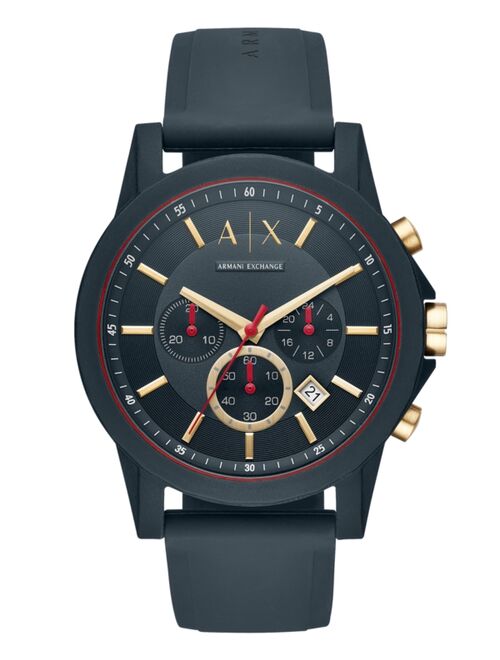 Armani Exchange Men's Chronograph Blue Silicone Strap Watch 47mm