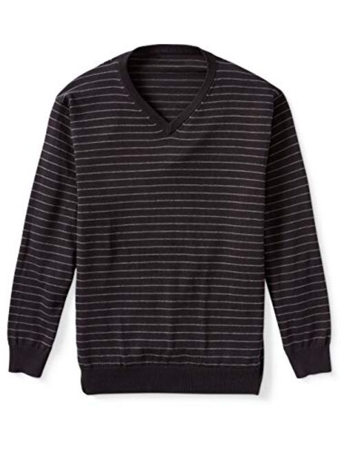 Amazon Essentials Men's V-Neck Stripe Sweater fit by DXL