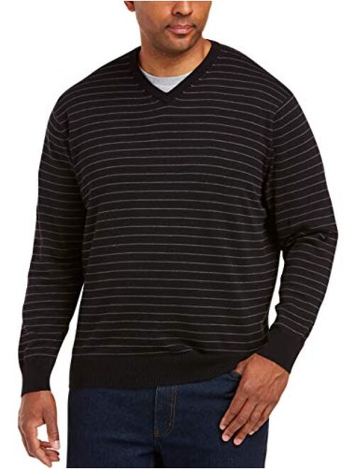 Amazon Essentials Men's V-Neck Stripe Sweater fit by DXL