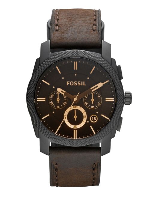 Fossil Men's Chronograph Machine Brown Leather Strap Watch 42mm