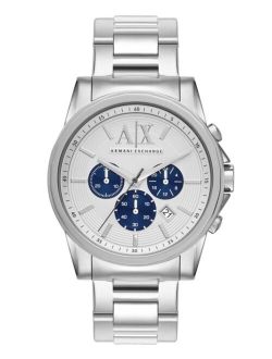 AX Men's Silver-Tone Stainless Steel Bracelet Watch 45mm