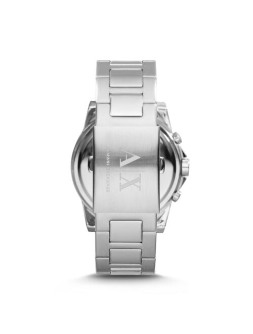 Armani Exchange AX Men's Silver-Tone Stainless Steel Bracelet Watch 45mm