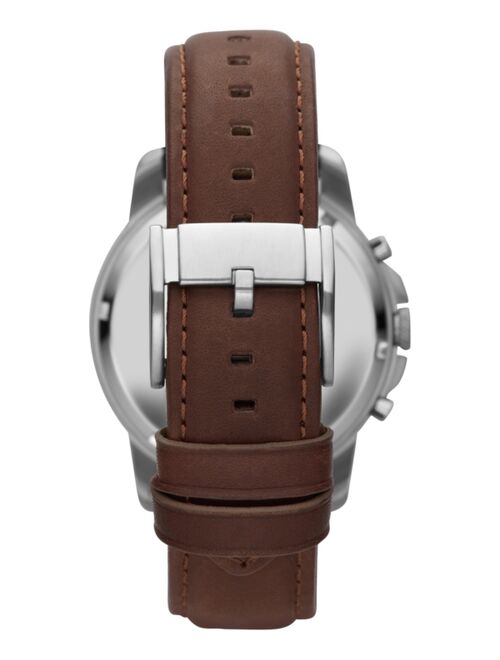 Fossil Men's Chronograph Grant Brown Leather Strap Watch 44mm FS4813