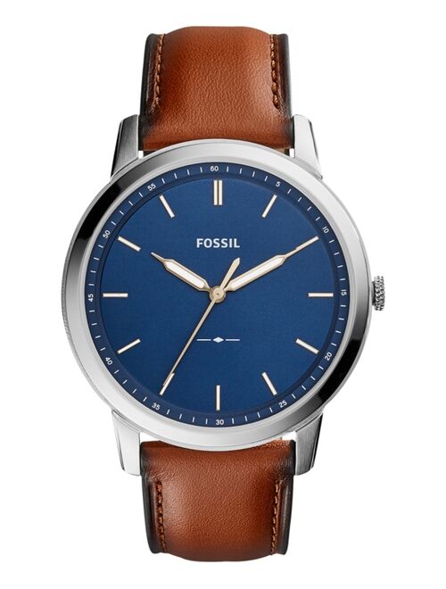 Fossil Men's The Minimalist Brown Leather Strap Watch 44mm
