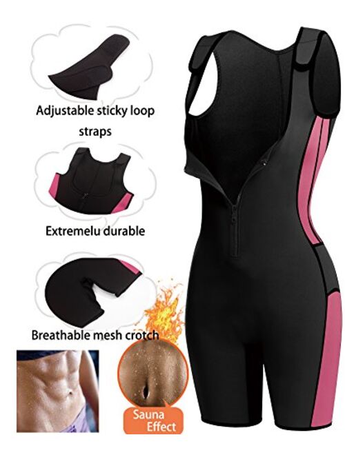BRABIC Women’s Full Body Shapewear Sport Sweat Neoprene Suit,Waist Trainer Bodysuit with Adjustable Straps for Weight Loss