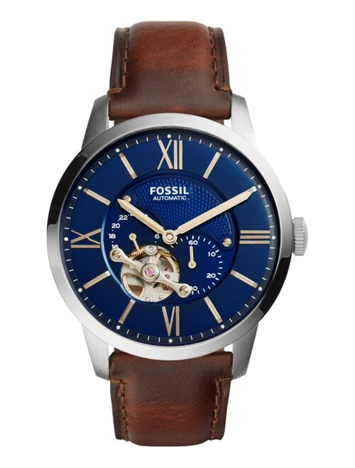 Fossil Men's Automatic Chronograph Townsman Brown Leather Strap Watch 44mm ME3110