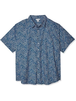 Men's Big & Tall Short-Sleeve Print Casual Poplin Shirt fit by DXL