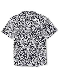 Men's Big & Tall Short-Sleeve Print Casual Poplin Shirt fit by DXL