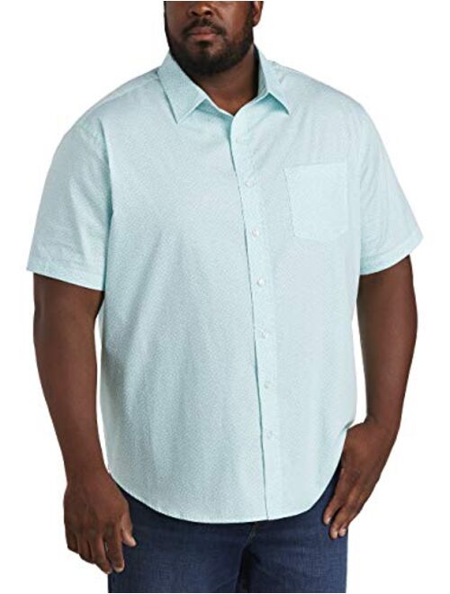 Amazon Essentials Men's Big & Tall Short-Sleeve Print Casual Poplin Shirt fit by DXL