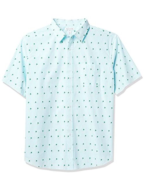 Amazon Essentials Men's Big & Tall Short-Sleeve Print Casual Poplin Shirt fit by DXL