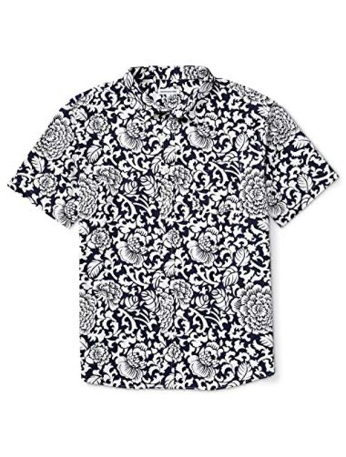 Amazon Essentials Men's Big & Tall Short-Sleeve Print Casual Poplin Shirt fit by DXL