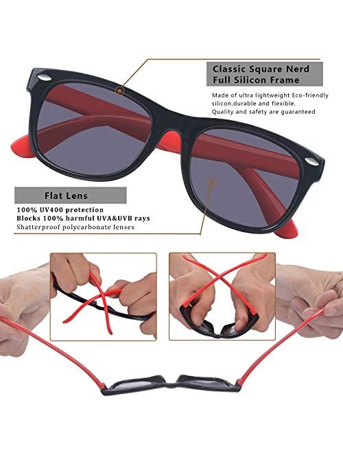 Outray Kids Polarized Sunglasses Silicon Flexible Frame for Boys Girls Age 3-12 100% UV Protection