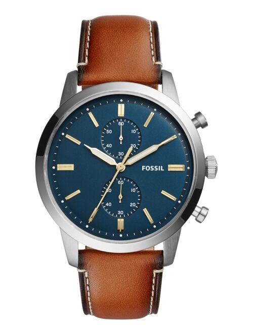 Fossil Men's Chronograph Townsman Light Brown Leather Strap Watch 44mm FS5279