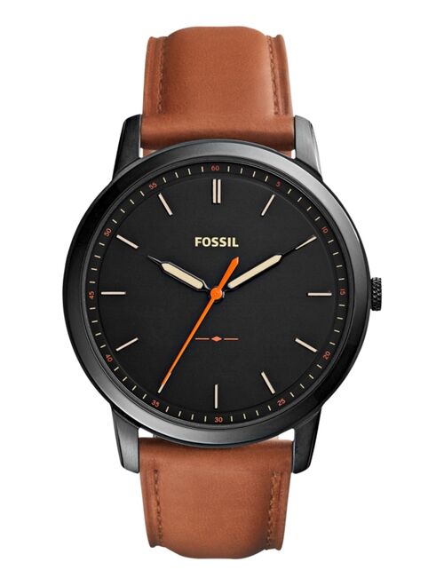 Fossil Men's The Minimalist Brown Leather Strap Watch 44mm FS5305