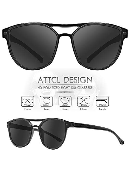 ATTCL Fashion Round Polarized Kids Sunglasses For Boys Girls Age 3-10 Child