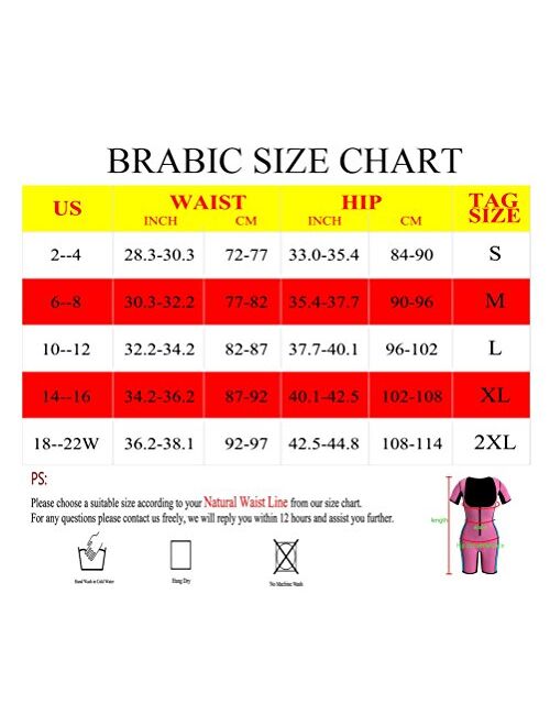 BRABIC Women’s Full Body Shaper Sport Sweat Neoprene Suit,Waist Trainer Bodysuit with Sleeves for Weight Loss