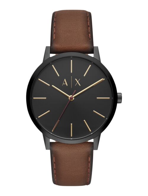 Armani Exchange Men's Cayde Brown Leather Strap Watch 42mm