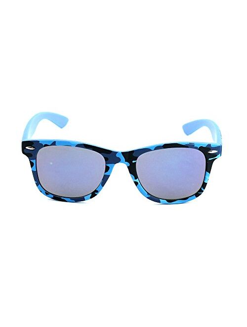 Newbee Fashion - Kids 80's Classic Vintage Retro Style Mirrored Lens Camo Design Fashion Sunglasses Camouflage