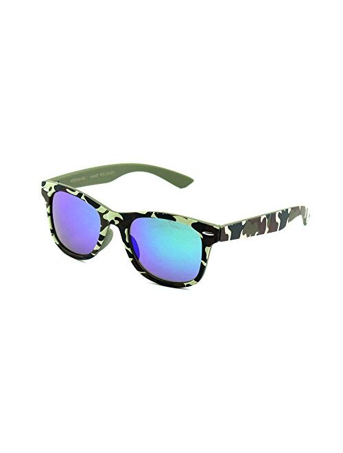 Newbee Fashion - Kids 80's Classic Vintage Retro Style Mirrored Lens Camo Design Fashion Sunglasses Camouflage