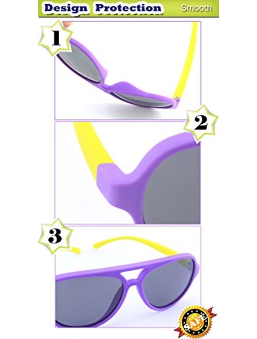 CGID Soft Rubber Kids Polarized Sunglasses for Children Age 3-10,K93
