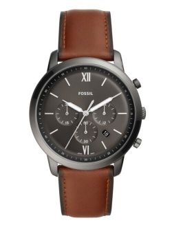 Mens Neutra Chrono gray case with brown leather strap