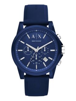 A|X Armani Exchange Unisex Chronograph Blue Silicone Strap Watch 44mm AX1327