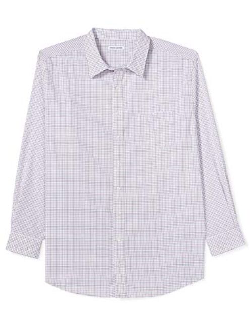 Amazon Essentials Men's Big & Tall Wrinkle-Resistant Long-Sleeve Pattern Dress Shirt fit by DXL