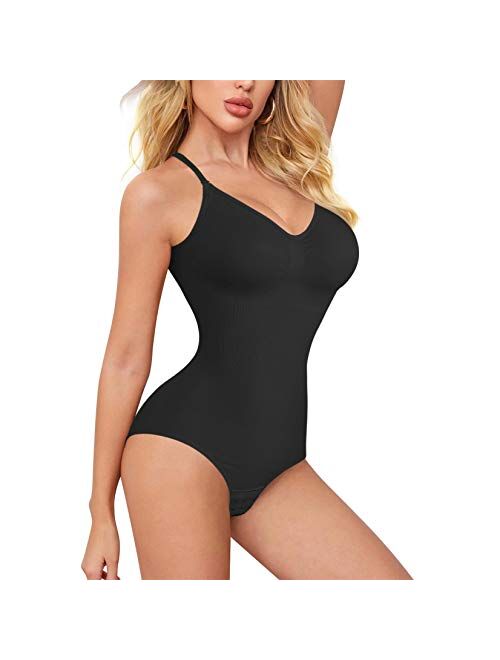 BRABIC Bodysuit Shapewear for Women Tummy Control Panties Seamless Sleeveless Tops V-Neck Camisole Jumpsuit