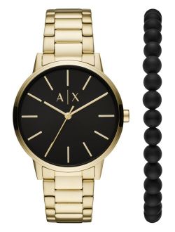 Men's Cayde Gold-Tone Stainless Steel Bracelet Watch 42mm Gift Set