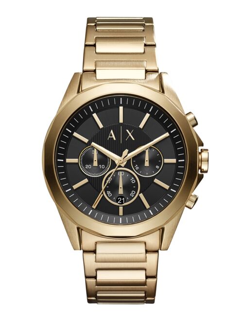Armani Exchange Men's Chronograph Gold-Tone Stainless Steel Bracelet Watch 44mm