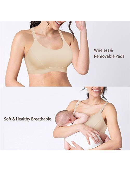 BRABIC Women Maternity Nursing Sports Bra Padded Racerback Wirefree Breastfeeding Sleep Post Pregnancy Support Bra