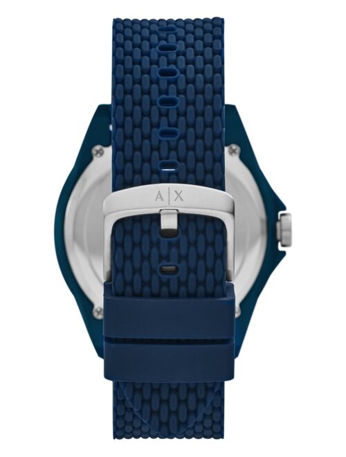 Armani Exchange Men's Outerbanks Navy Silicone Strap Watch 44mm Gift Set