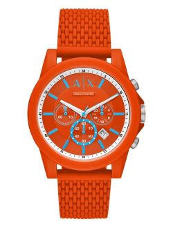 Men's Chronograph Outerbanks Orange Silicone Strap Watch 44mm