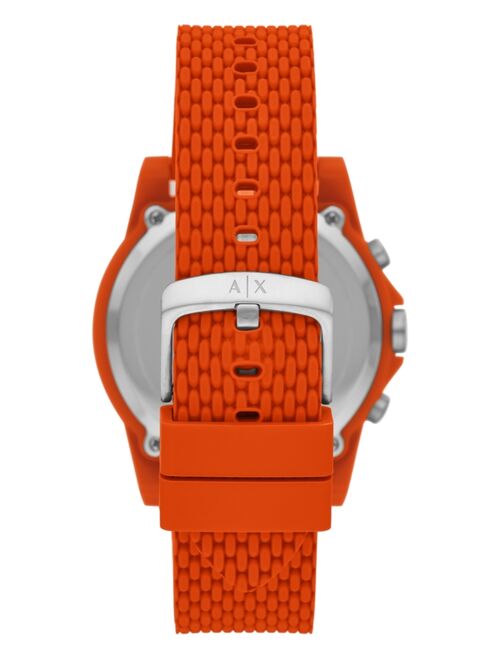 Armani Exchange Men's Chronograph Outerbanks Orange Silicone Strap Watch 44mm