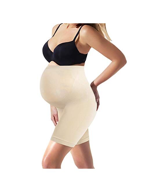 BRABIC Women Seamless Maternity Shapewear Compression Shorts High Waist Pregnancy Underwear Mid-Thigh Belly Support Panties