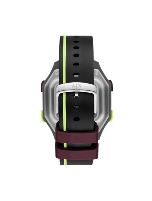 Armani Exchange Men's Digital Black Polyurethane Strap Watch 44mm
