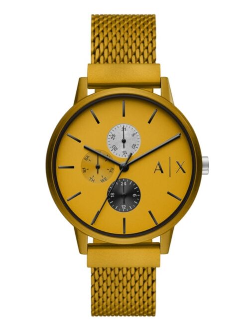 Armani Exchange AX Men's Mutlifunction Yellow Mesh Strap Watch 42mm