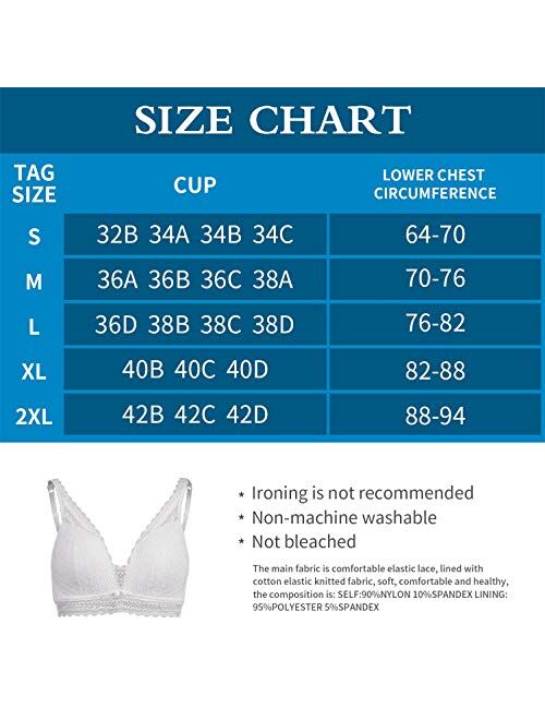 Buy BRABIC Women Lace Bra Padded Bralette Wirefree Deep V Plunge Push Up  Bra, Comfortable A-D Thin Mold Cup online